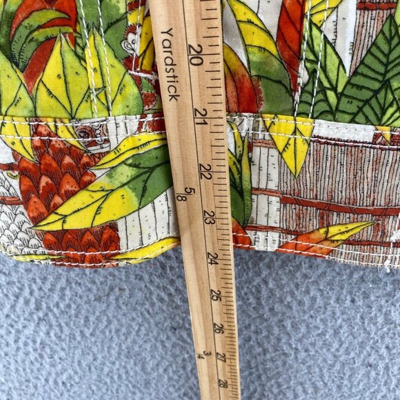 Chicos Jacket Womens 2 US Large Green Orange Tropical Hidden Monkey Twill Button - Picture 8 of 9